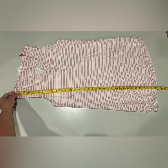 Pink and White Striped Sleeveless Linen Dress Size Small - Picture 5 of 6